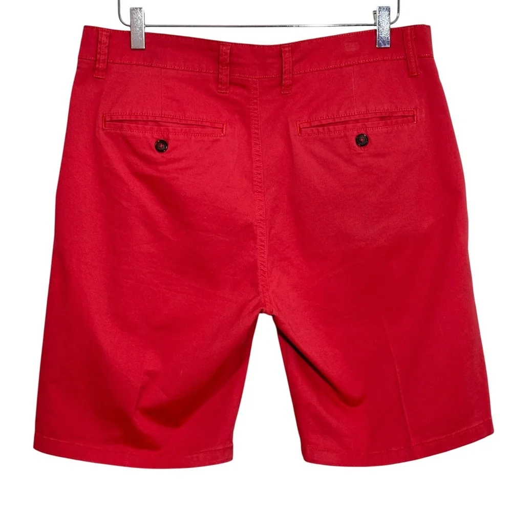 Golfing‎ - Hudson & Barrow Red - Chino Shorts Size 34 Stretch Cotton Flat Front